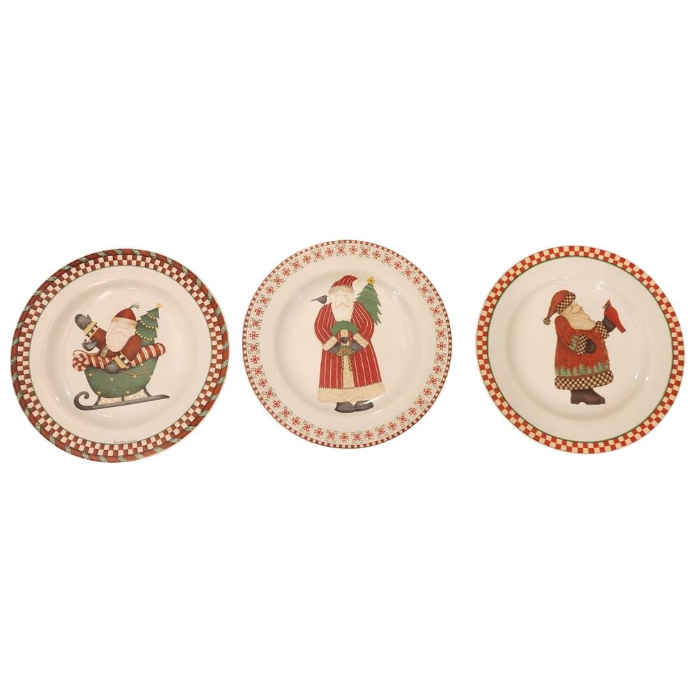 Sakura Debbie Mumm Santa Christmas Plate Lot of 3 Vintage 1998 2001 Holiday Set